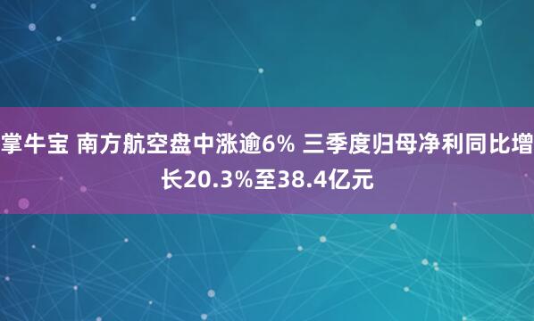 掌牛宝 南方航空盘中涨逾6% 三季度归母净利同比增长20.3%至38.4亿元