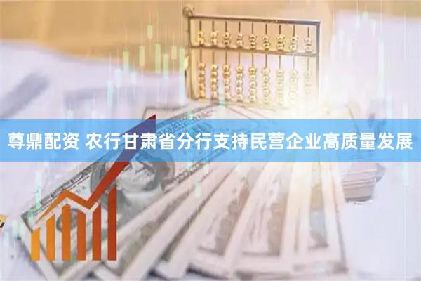 尊鼎配资 农行甘肃省分行支持民营企业高质量发展